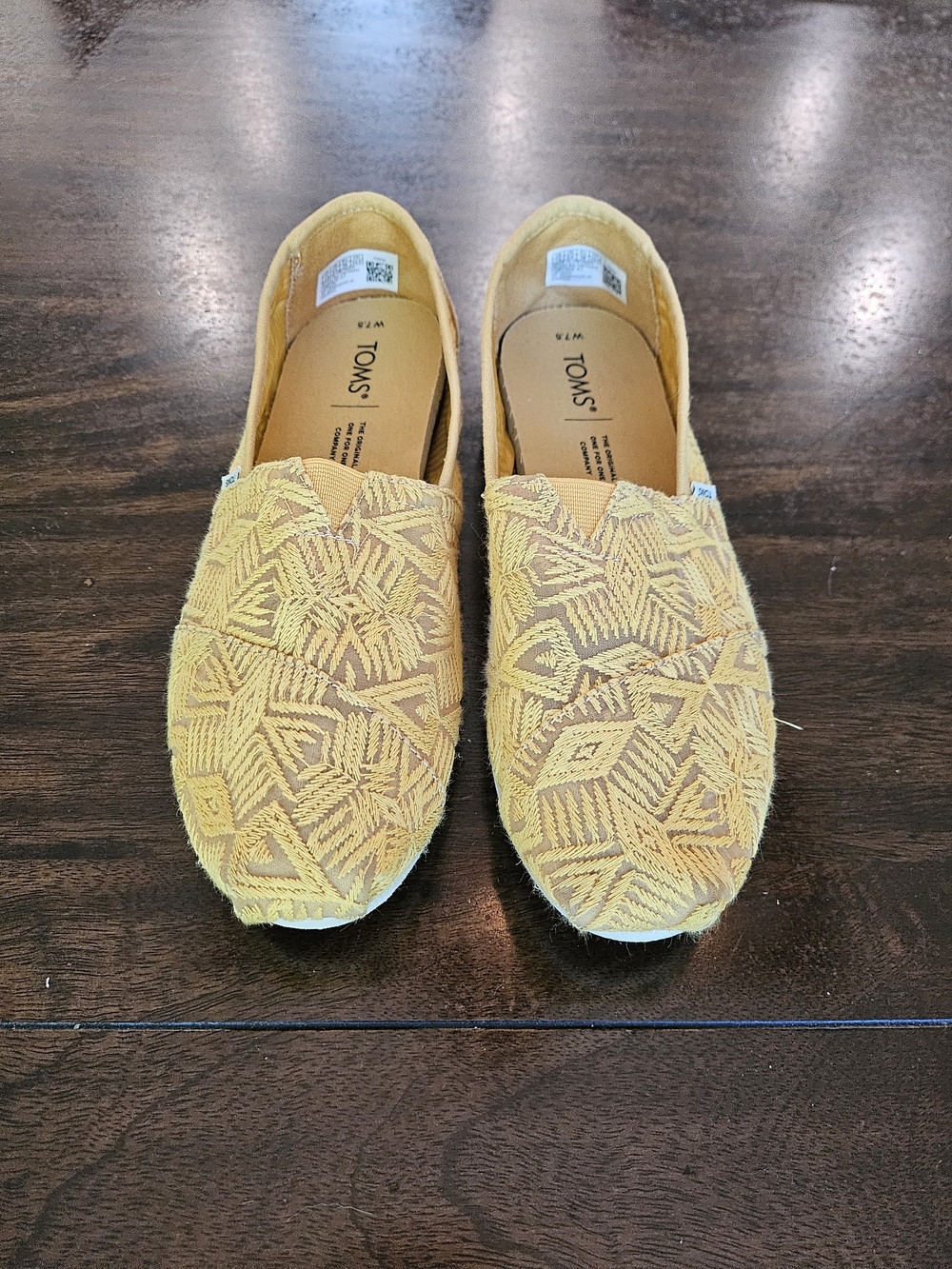 Toms Mustard Yellow Embroidered Slip-On Loafers